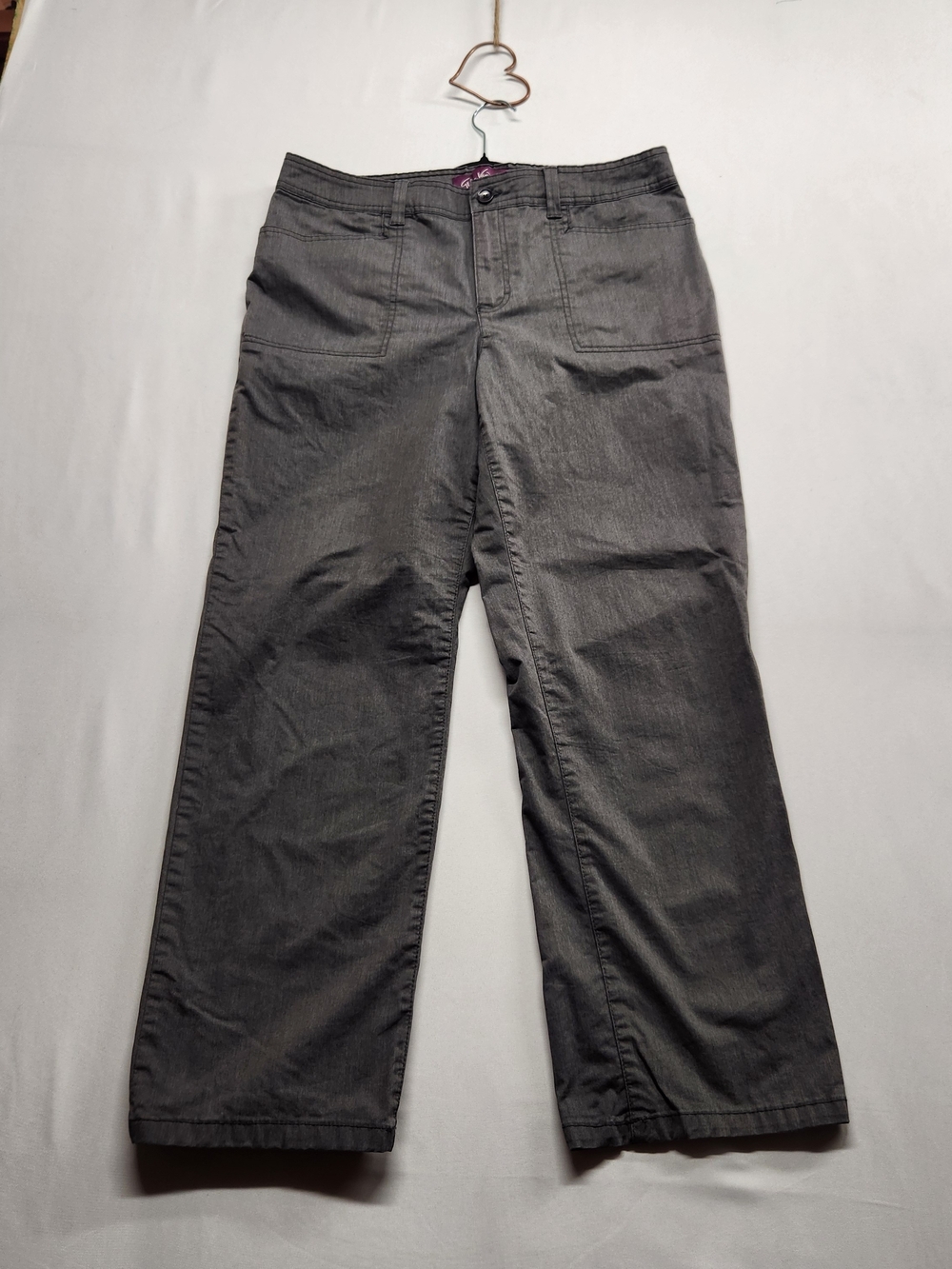 ⭐️Gloria Vanderbilt Mona Pant 14P Charcoal Grey Utility Cargo Wide Leg Trouser 
